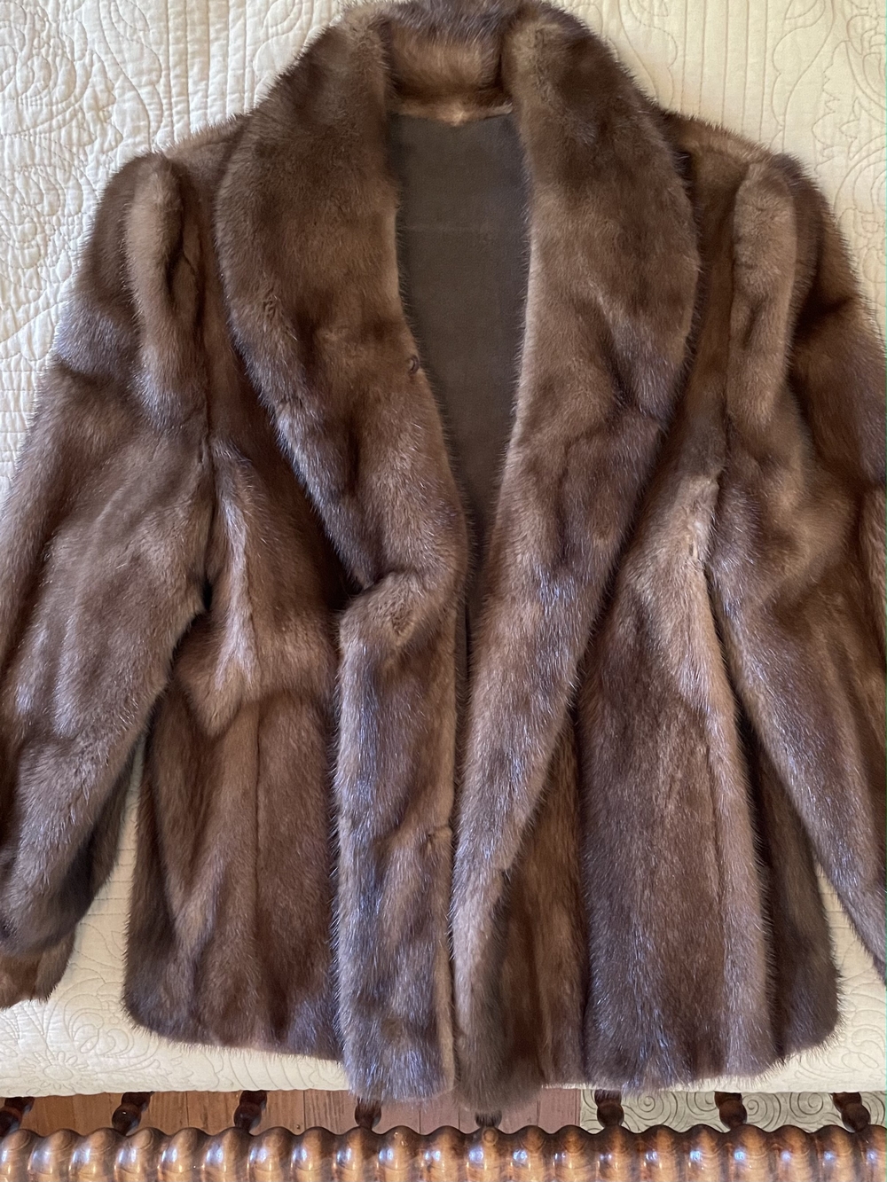 Women's Brown Mink Coat -Reversible Suede